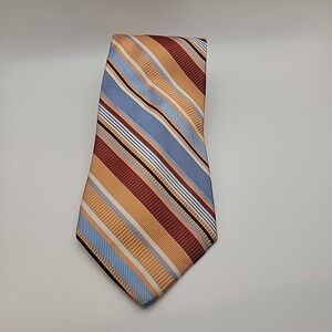 Bachrach Men's Striped Silk Blend Necktie Burgundy Blue‎ Tan Classic Business